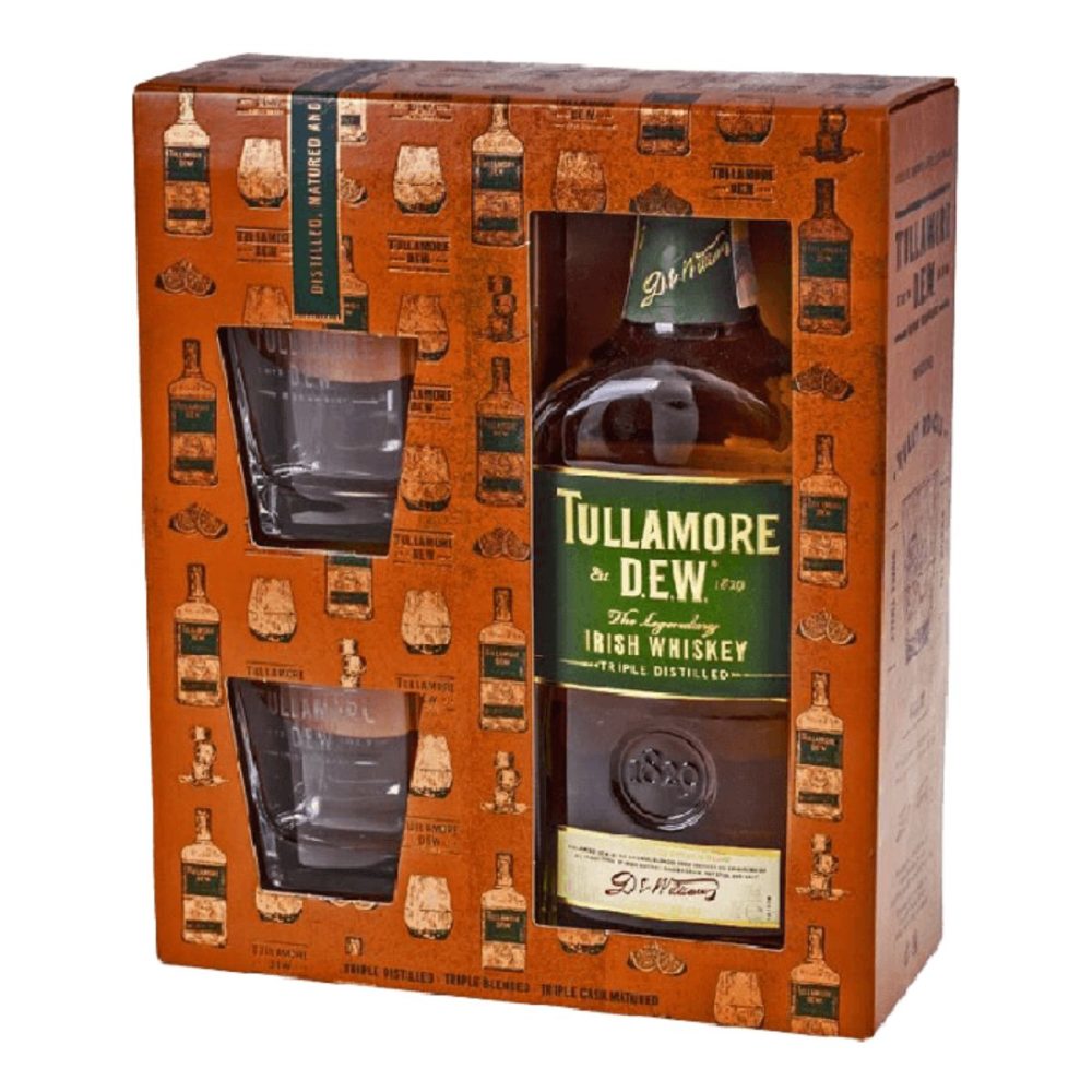 Pack Whisky Irlandés Tullamore D.E.W 700cc + 2 vasos