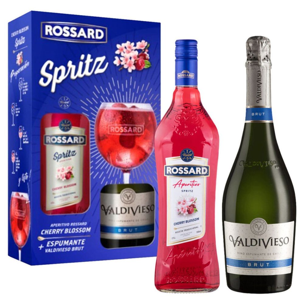 Kit Rossard + : 1x Licor Aperitivo Rossard Cherry Blossom 1 Litro 11° alc. + 1x Espumante Valdivieso Brut 750cc