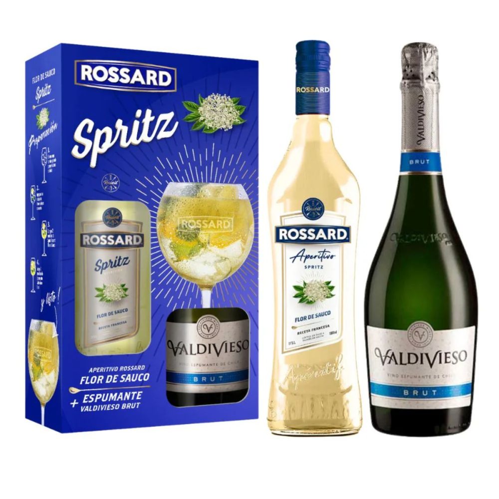 Kit Rossard : 1x Licor Aperitivo Rossard Flor de Sauco 1 Litro 11° alc. + 1x Espumante Valdivieso Brut 750cc