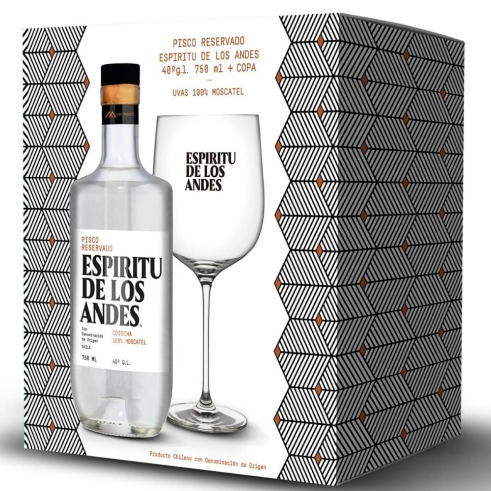 Pack Pisco Espiritu de los Andes 750cc + Copa