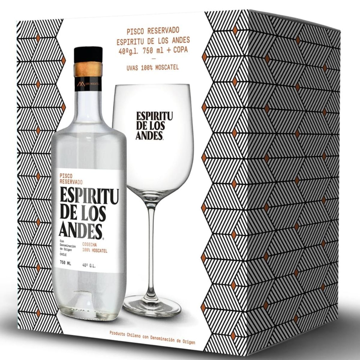 pisco espiritus de los andes´+copa